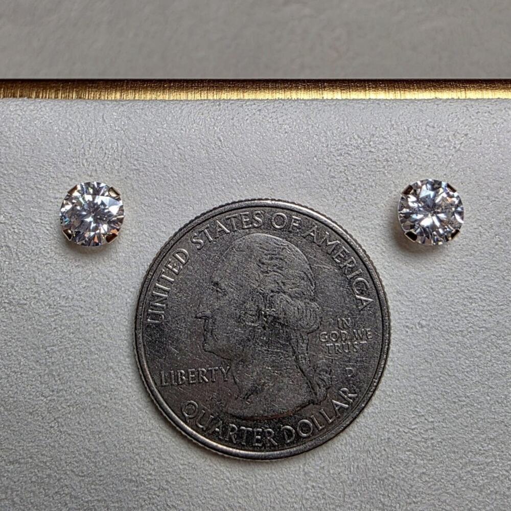 1.52ctw Moissanite Stud Earrings 14K Solid Gold 6mm Round Cut GRA Certified